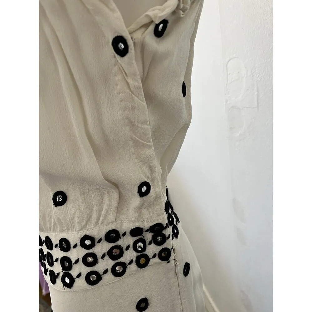 Anthropologie LEIFNOTES White Black Mirror Dots Sleeveless Ruffles Maxi Dress 0 - Image 13