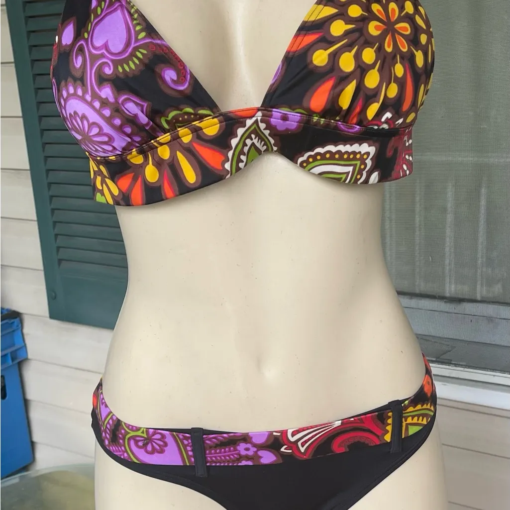 Victoria’s Secret 2 piece halter bikini swimsuit black multi - Image 7