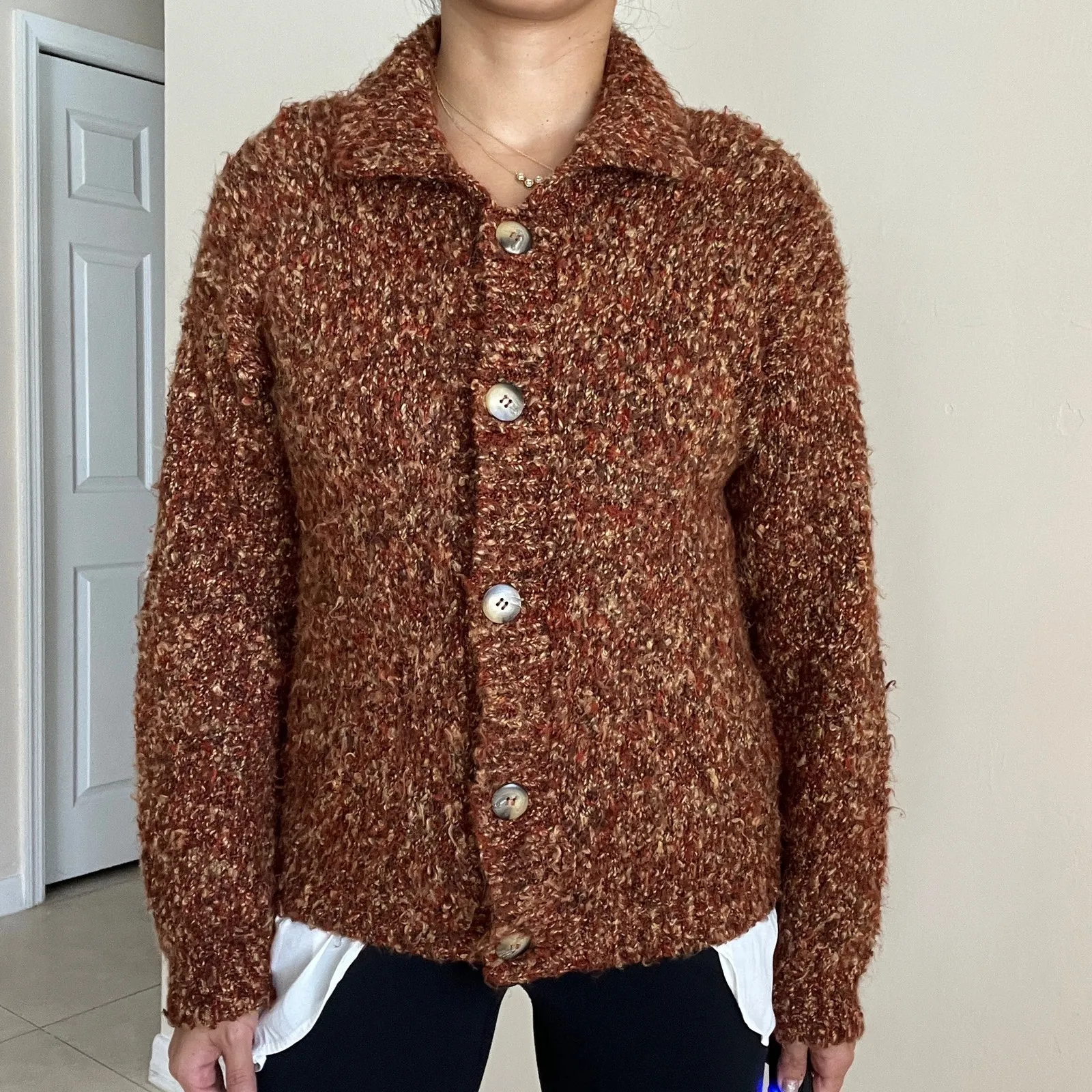 Vintage Gantos Knit Cardigan Sweater USA Made Size S Brown - Image 7