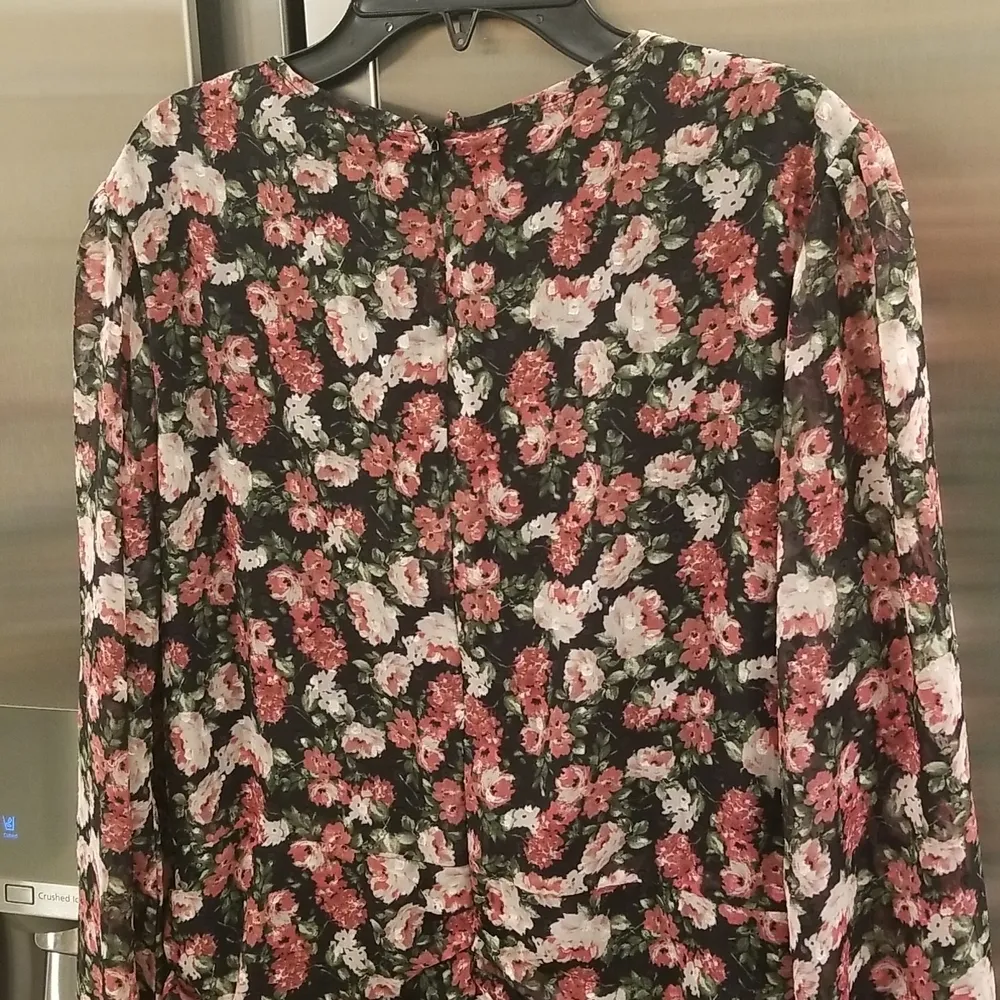 💕VICI💕 Floral Ruched Long Sleeve Minidress ~ Black Floral Print XL NWOT - Image 10