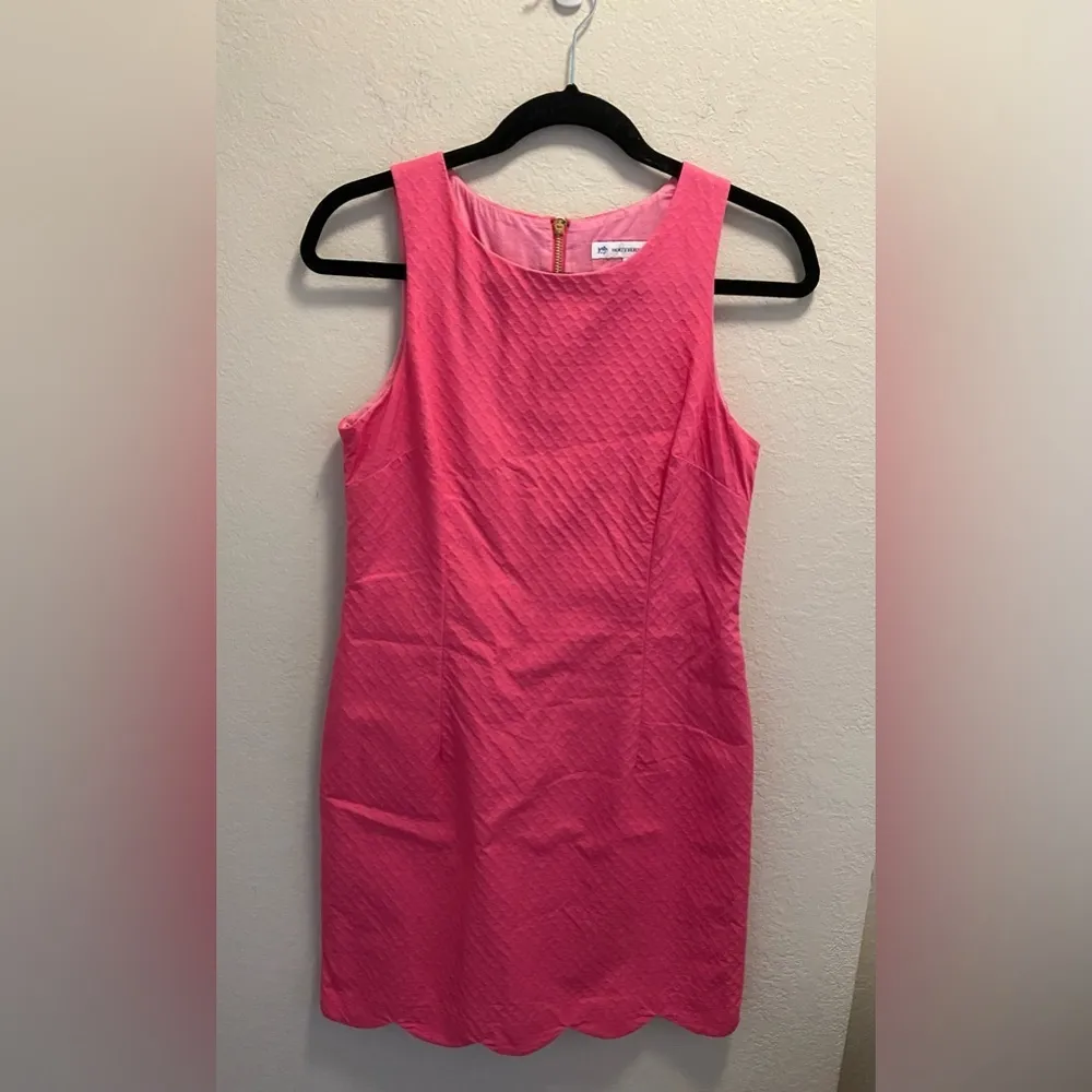 Southern Tide Pink Charleston Wavy Scallop Textured Dress. - Image 10