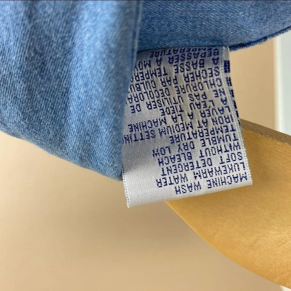 Vintage Northern Treasure XS 90’s Floral Embroidered Chambray Top Cottagecore Blue - Image 7