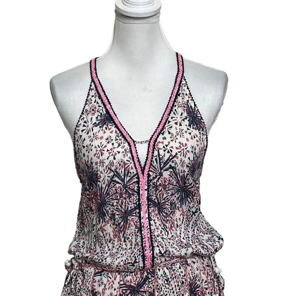 Poupette St Barth Nola Mini Dress Geometric Print Women’s Size Small Racerback White - Image 4