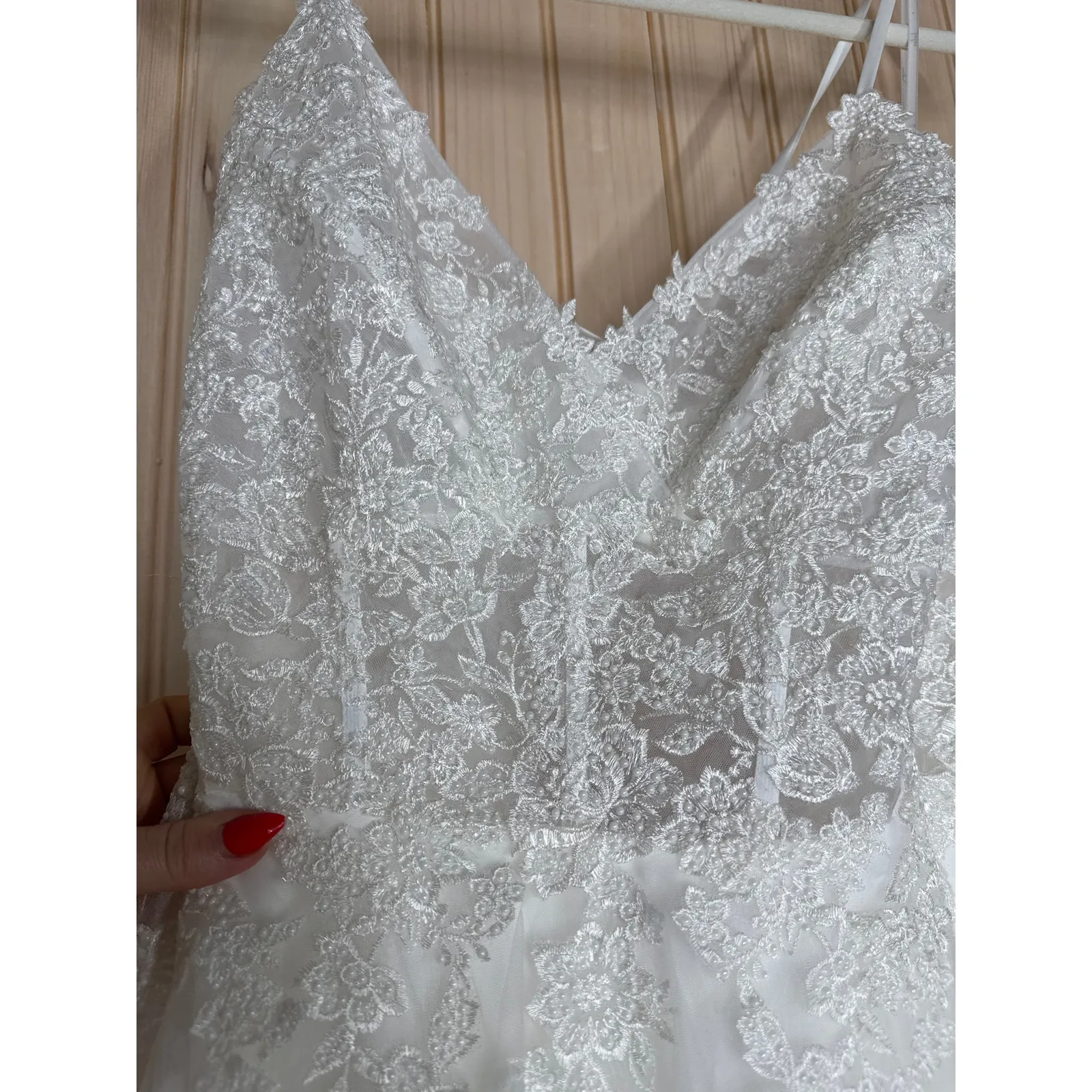 NWT Lulus Glorious Luxury White Sheer Tulle Embroidered Beaded Maxi Dress Sz XL - Image 8