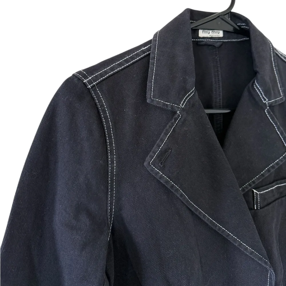 Miu Miu Black Denim  Blazer Jacket - Image 4