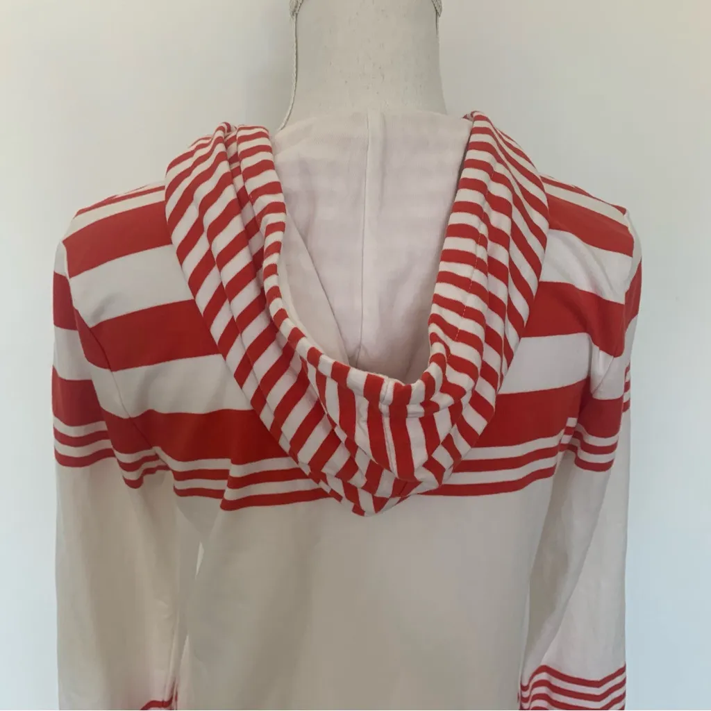 EUC Talbots Petite Red White Nautical Hoodie Kangaroo Pocket Sweatshirt Size SP - Image 10