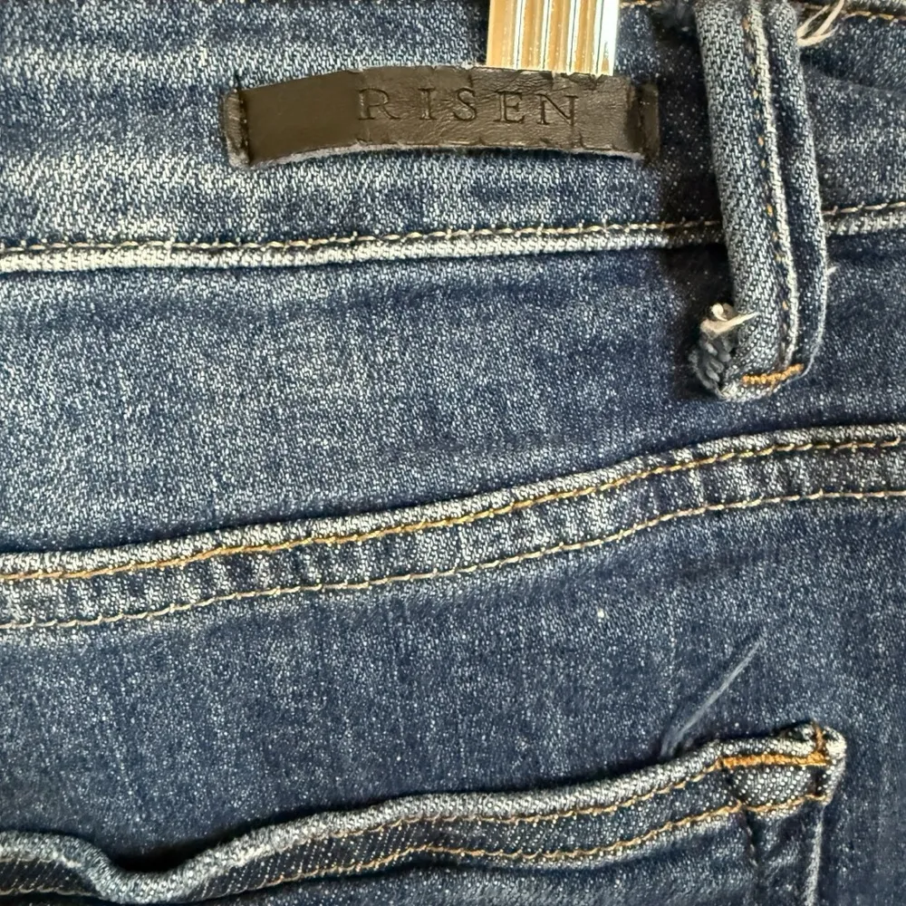 Risen High Rise Distressed Relaxed Fit Skinny Jeans Women’s size 32/15 Blue - Image 5