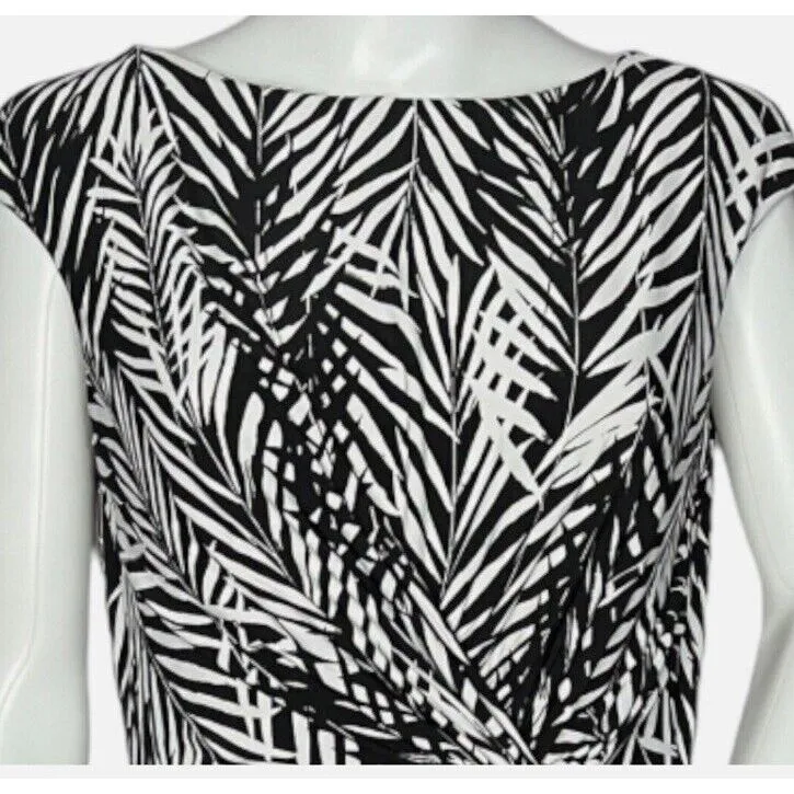 Lauren Ralph Lauren Sheath Dress Black White‎ Botanical Cap Sleeve Size 12 $109 - Image 5