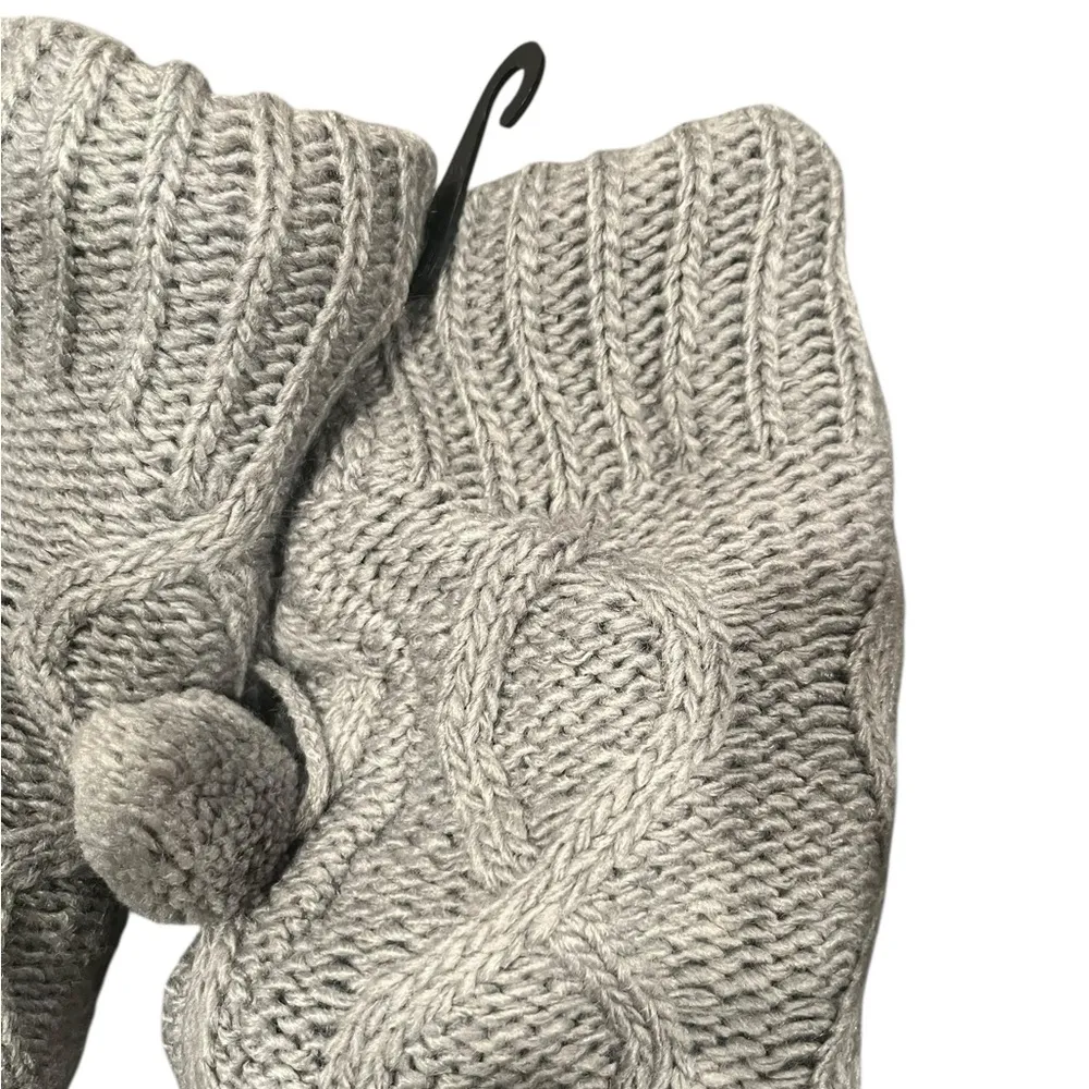 NWT MUK LUKS Women's Pom Cabin Dark Grey Cable Knit Sweater Socks L/XL (8 - Image 8