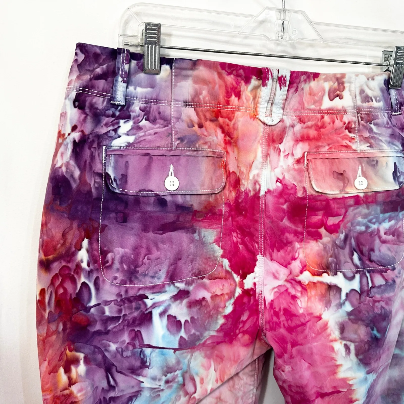 Fashion Bug Plus Size 14 Capri Pants Handmade Tie Dye Cropped‎ Pink Purple 599 - Image 10