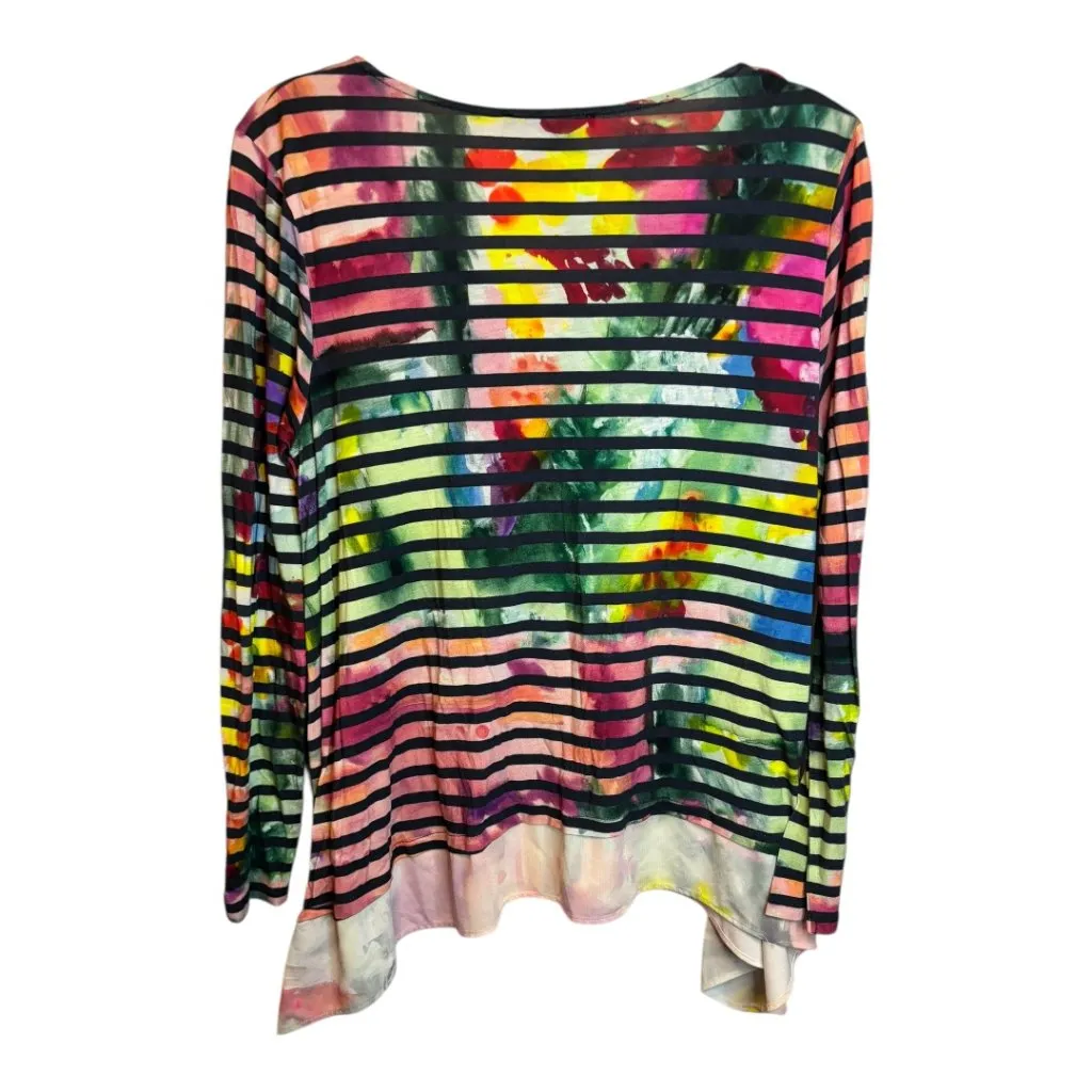 Desigual Blouse Women's Size 2X Tunic Floral Stripes - Image 2