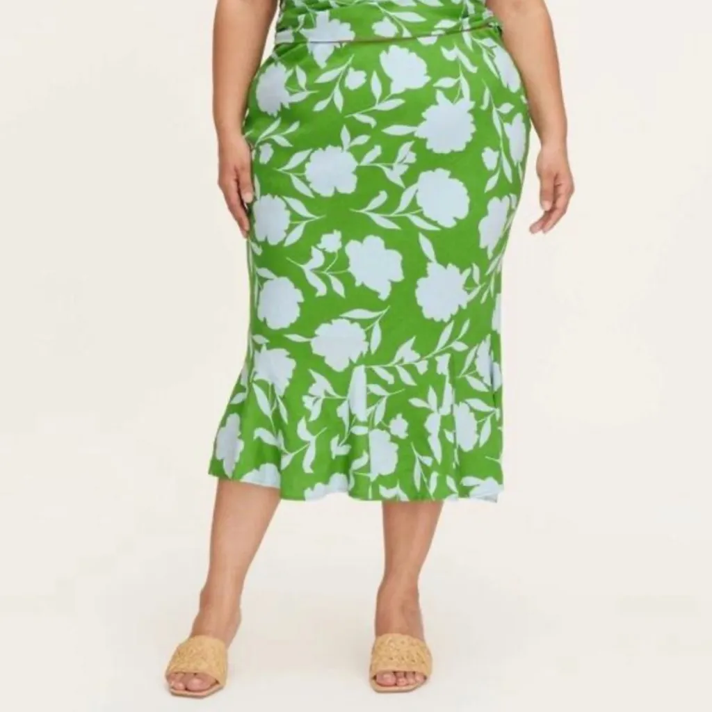 Kate Spade x Target Rose Floral Linen Fit Flare Midi Skirt‎ & Ruched Top Set 2X - Image 4