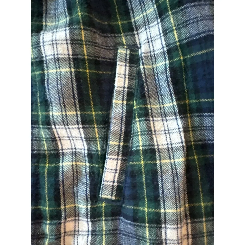 L.L. Bean Womens Scotch Plaid Flannel Shirt Large Zip Hoodie Jacket Tartan Blue - Image 4