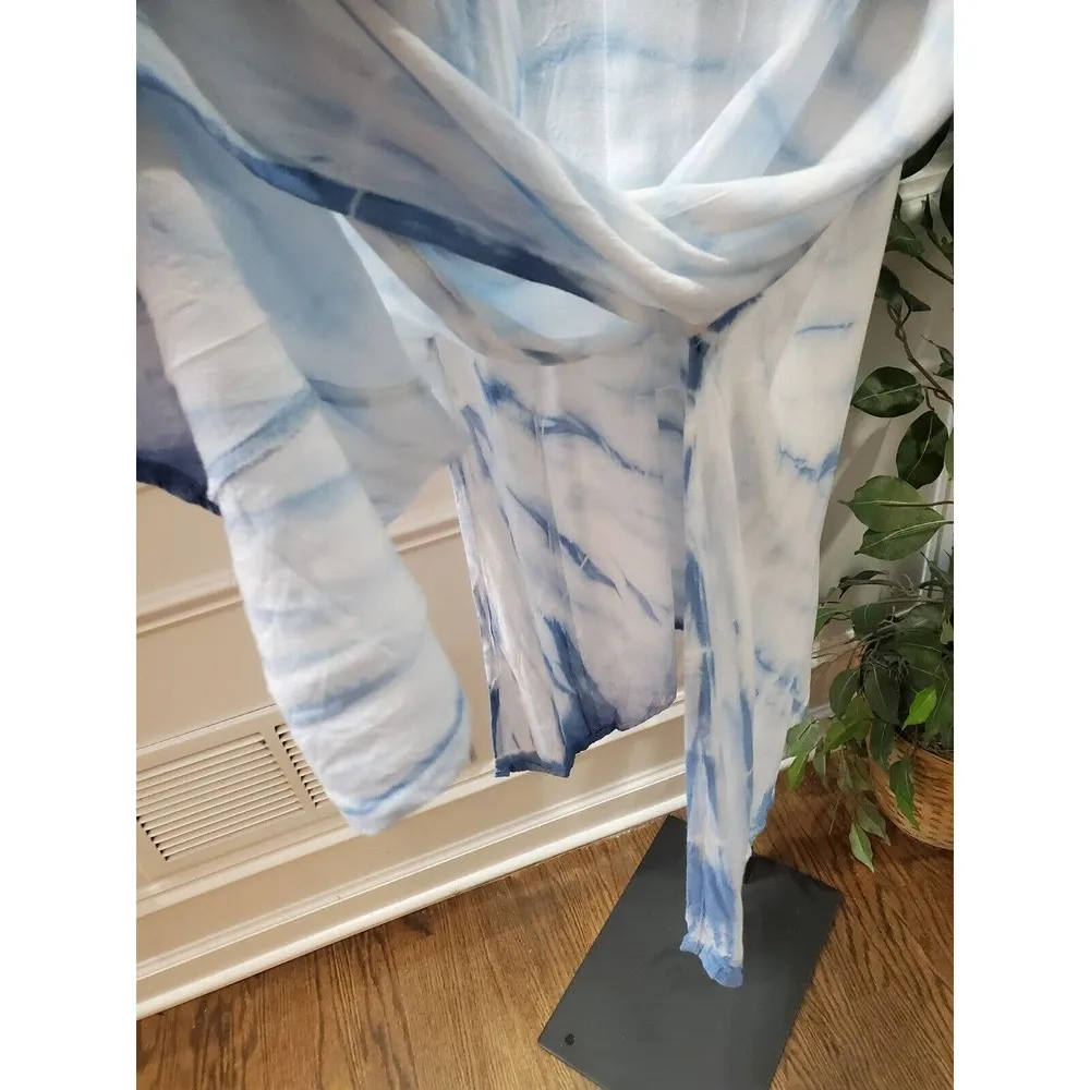 Raviya Womens White Blue Tie Dye 100% Rayon V Neck Sleeveless Maxi Dress Small - Image 6