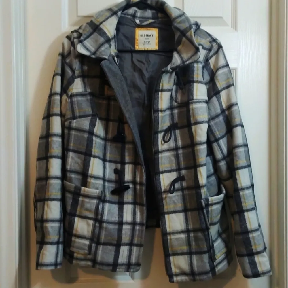 Old Navy Plaid Hooded Jacket Size L GUC #3531 - Image 2