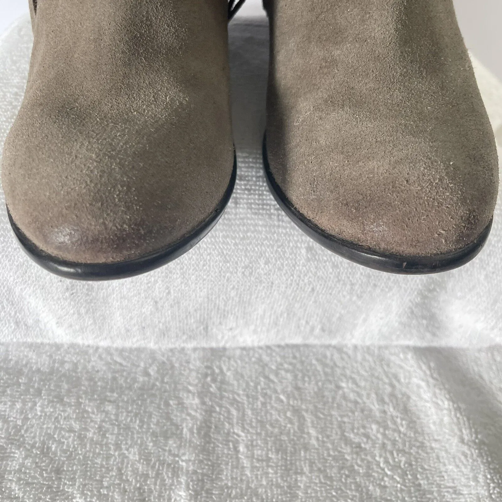 NAUGHTY MONKEY TAUPE LEATHER WILD WINK FRINGE STRAPPY ANKLE BOOTS BOOTIES 8.5 - Image 6