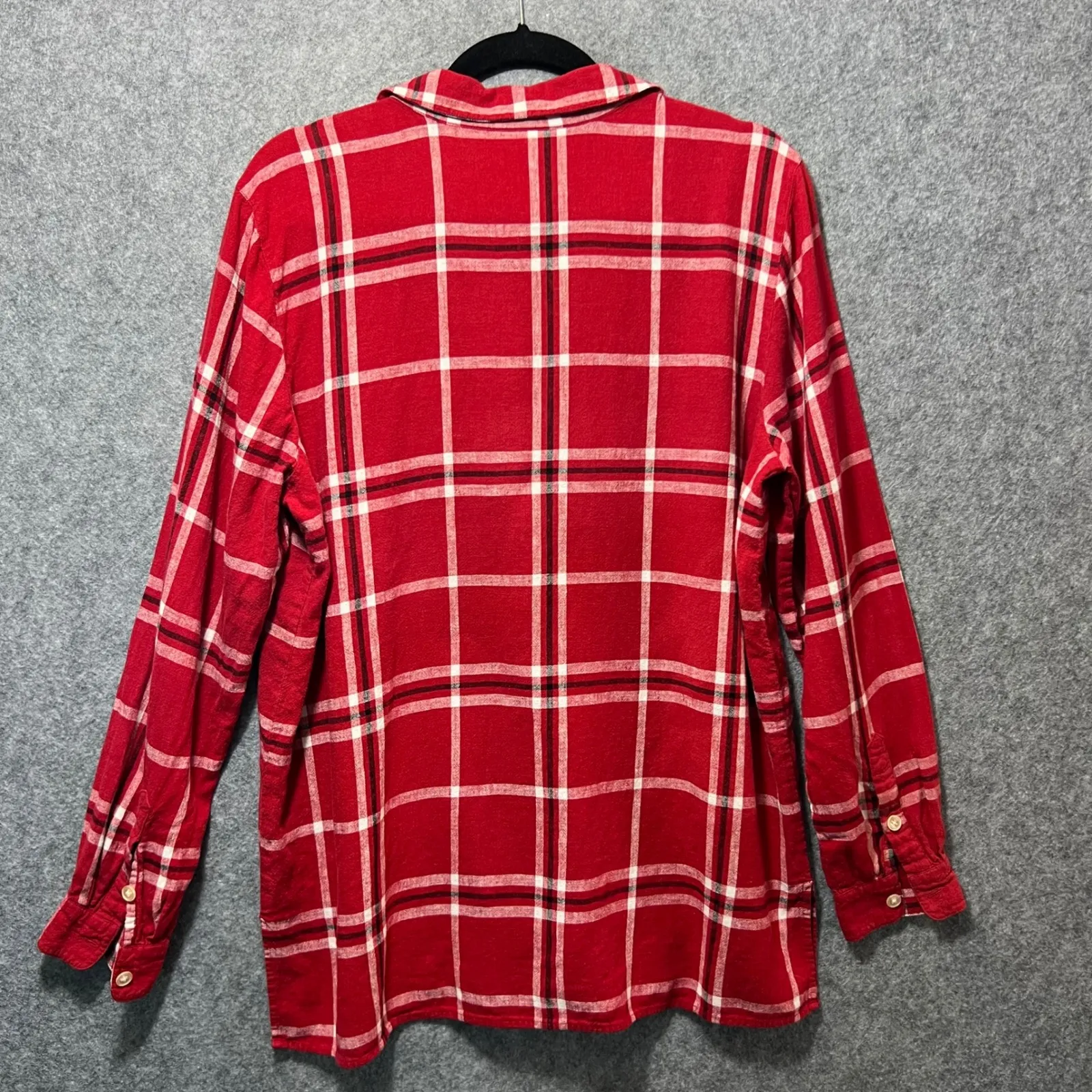 Coldwater Creek Womens XL Plaid Red  Linen Rayon Button Up Long Sleeve Shirt Top - Image 5