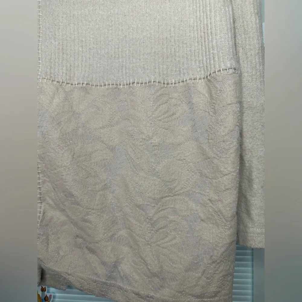 Anthropologie Saturday Sunday Light Pink Cream Long Sleeve Sweater Lace … - Image 6