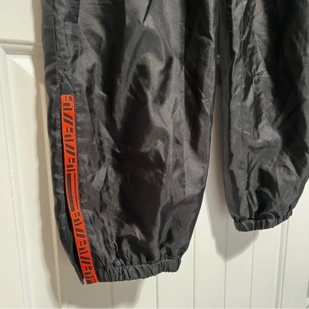 LF the Brand Los Angeles High Waisted Windbreaker Pants Black Zip Hem Joggers - Image 4