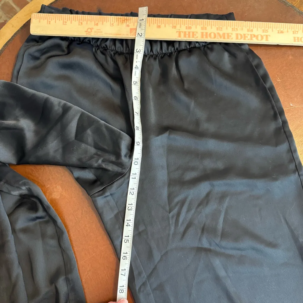 For Love and Lemons small satin and tulle ruffle black pajamas tank long pants - Image 11