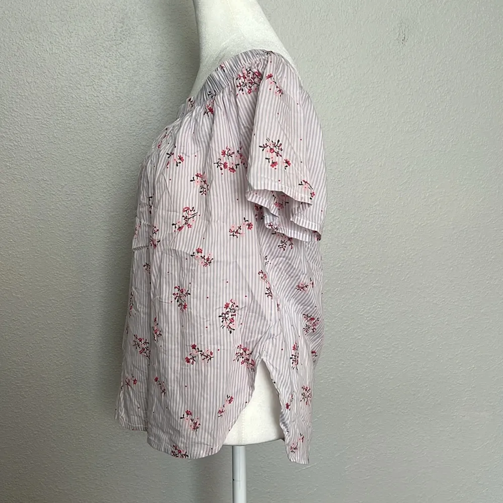 Vero Moda Floral Stripe Off Shoulder Blouse Size Medium - Image 5