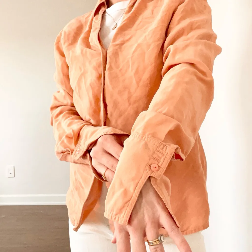 Vintage Jones Wear Peach Silk Blouse - Image 4