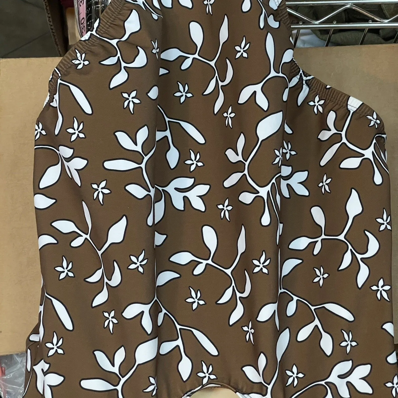 Lands' End Womens Sz 6 Bikini One Piece Strappy Swimsuit Bikini Brown Pleated - Image 5