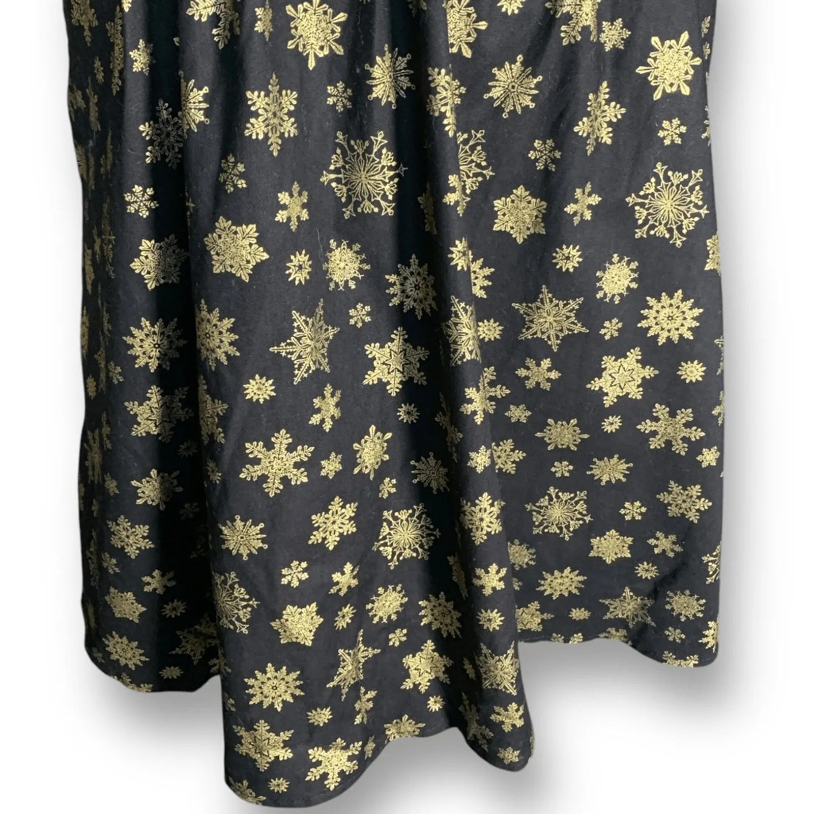 Retrolicious Black Gold Snowflake Print Skirt Holiday Party Pleated Skater Small - Image 5