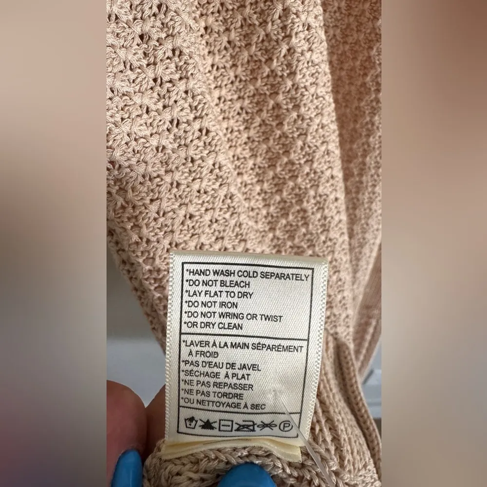 Betsey Johnson Alabaster crochet knit sleeveless dress tan size medium NWT - Image 7