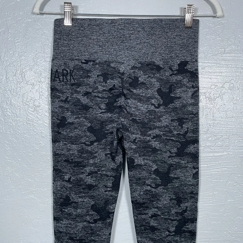 Gymshark Women M Gray Black Camo Adapt Seamless Leggings High Waisted Athleisure - Image 7