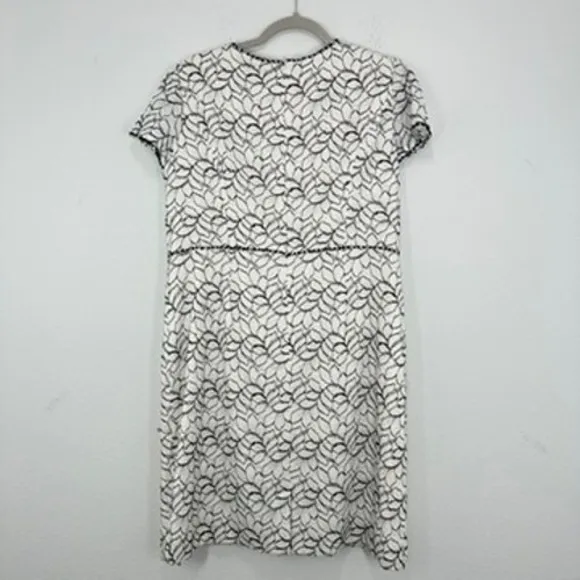 Adrianna Papell White‎ Lace Dress with Black Beaded Trim Size 16 Cocktail Resort - Image 7