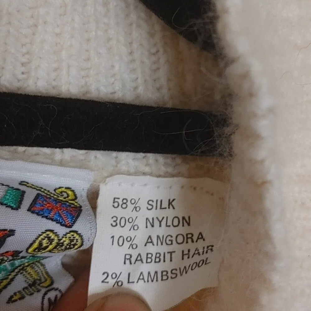 CSL Vintage Light Sweater Size Medium M Silk Lambs Wool Angora Nylon Lightweight - Image 4