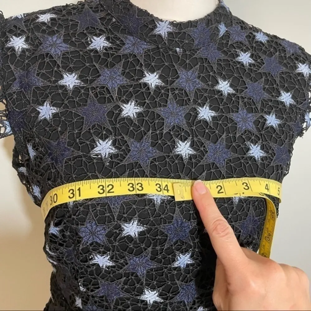 NWT Navy Blue Black Stars Embroidered Sheath Dress  New - Image 7