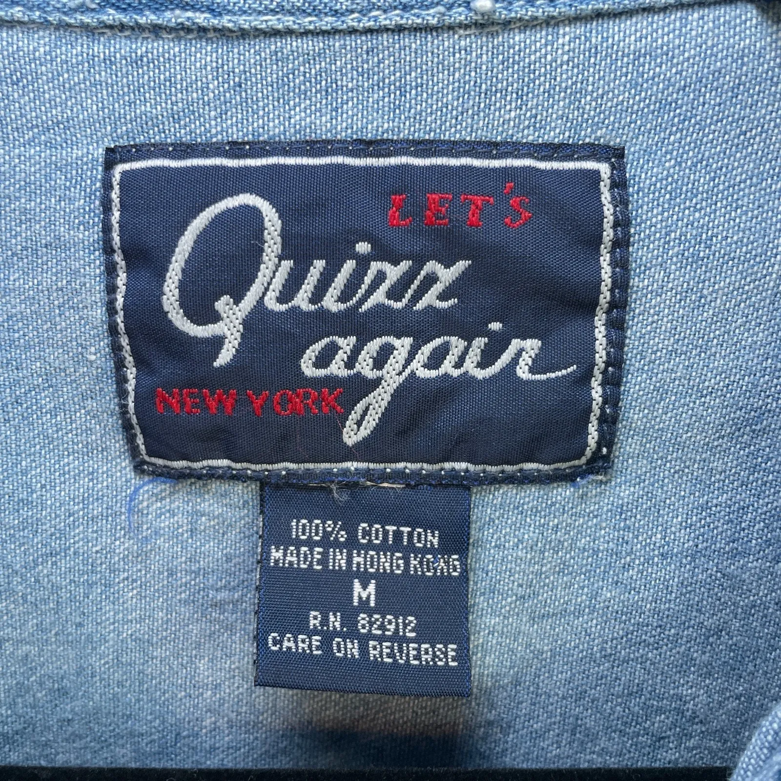 Lets Quizz Again Sz M Women Denim Bear Christmas Embroidered Long Sleeve Shirt Blue Size M - Image 3