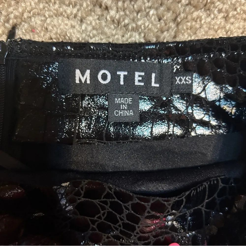 Motel Rocks Wren Mini Skirt In PU Crocodile Black - Image 5