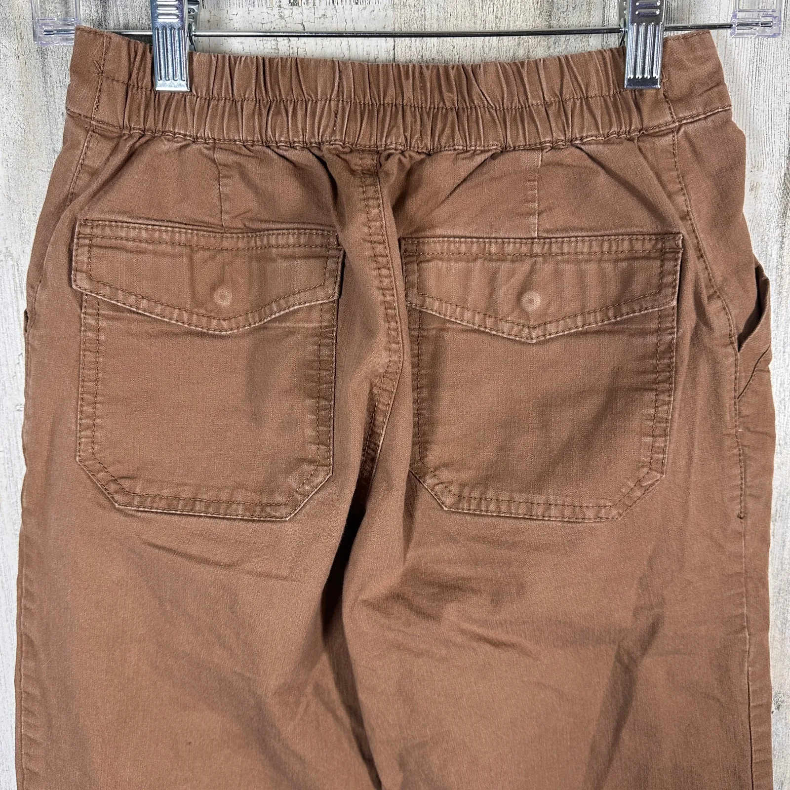 Pact Cropped Chino Pants XS | Light Brown | Organic Cotton | Elastic | MSRP $68 - Image 6