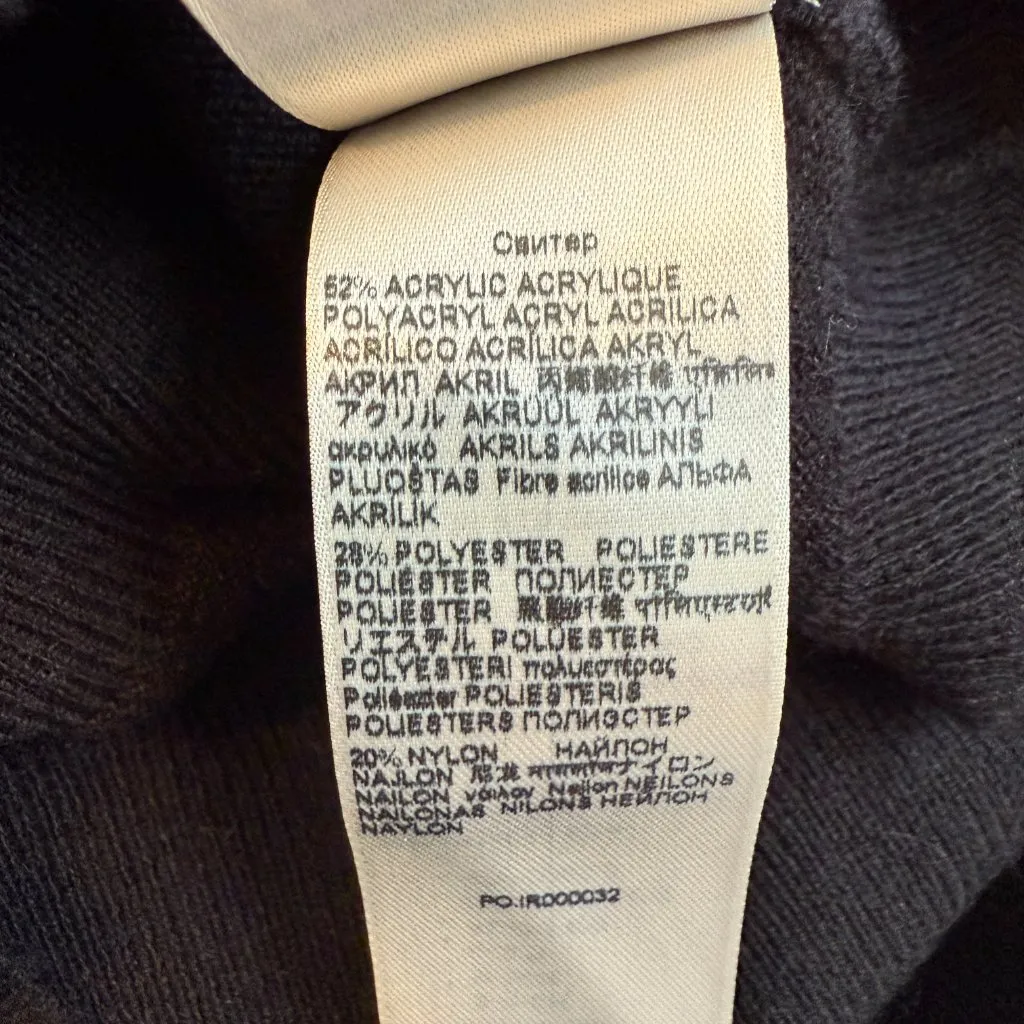 7 For All Mankind Crewneck Puff Sleeve Knit Sweater Women's XXS Black Preppy NWT - Image 14