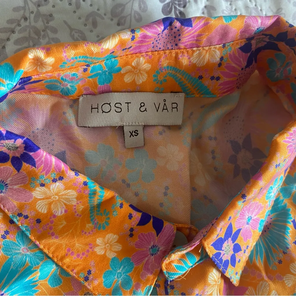 Host and Vast Floral Button Up Jumpsuit size XS Orange - Image 2