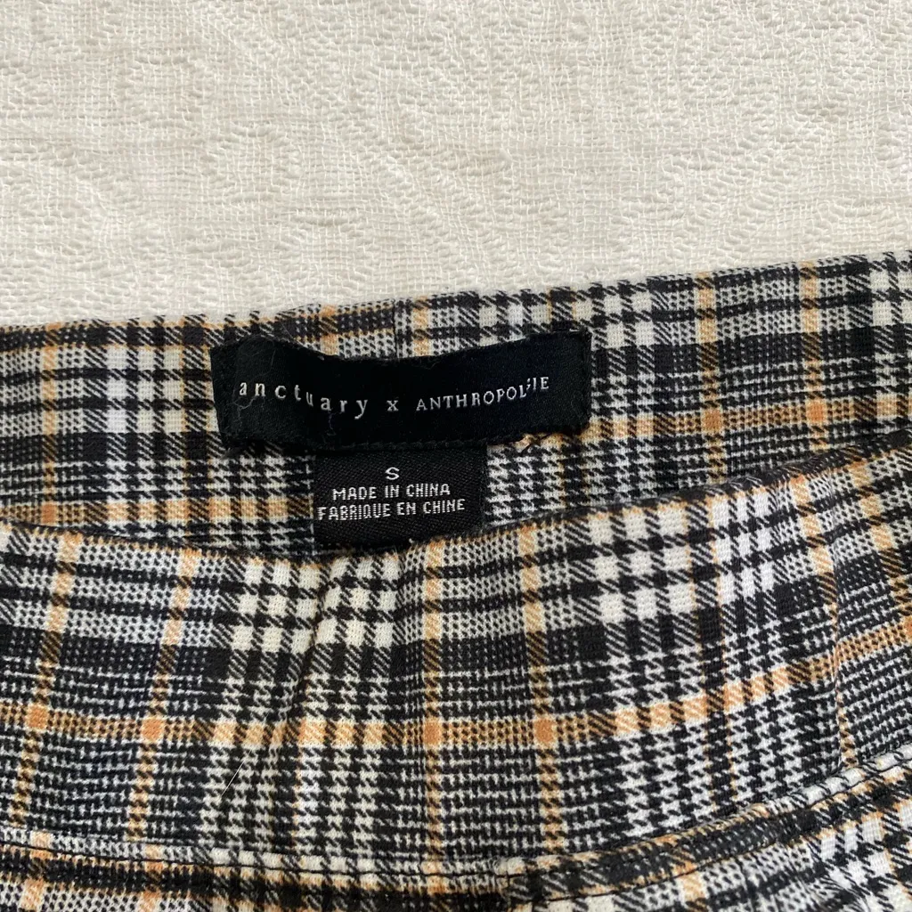 Sanctuary Anthropologie Women Small Skinny Pants Black White Beige Plaid - Image 3