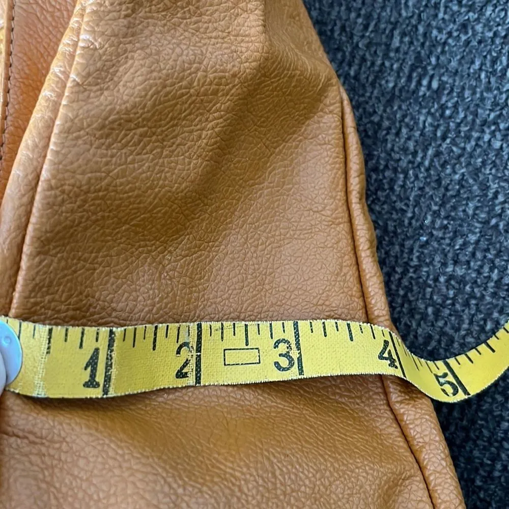 Genuine Leather Camel Shoulder Purse w/ Braided Accent & Silver-Tone Hardware - Image 15