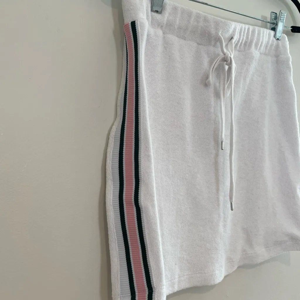 Revolve Tennis Club Drawstring White Terry Mini Skirt Sz XS Sporty Preppy Ribbon - Image 6