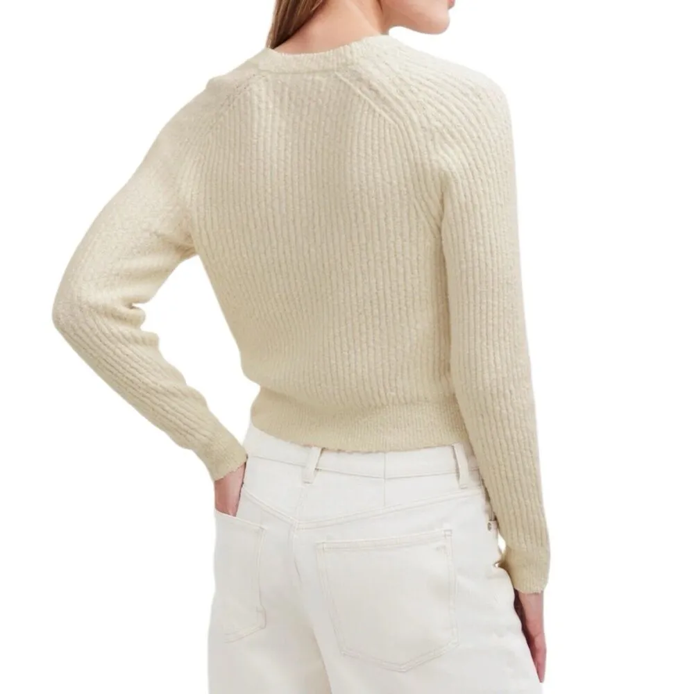 Madewell Antique Cream Bouclé-Knit V-Neck Cardigan Sweater Womens Size XS - Image 3