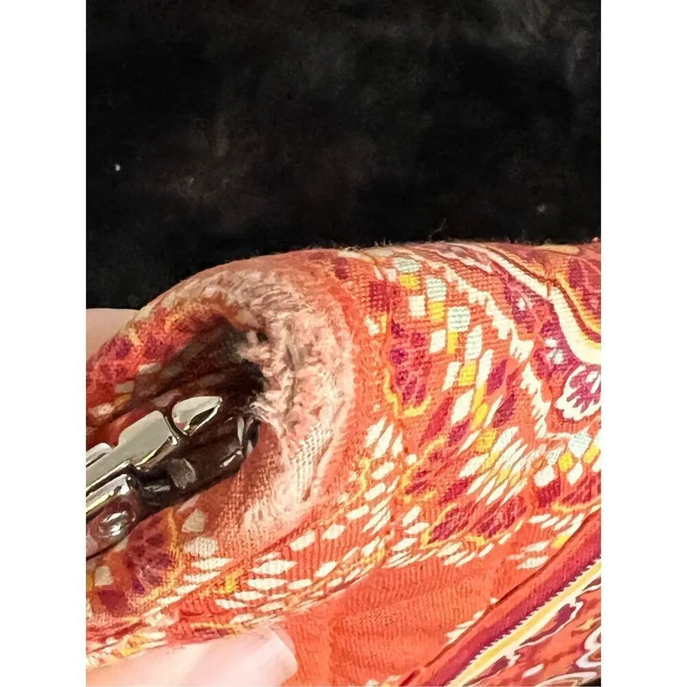 Vera Bradley Womens Strap Wallet Red Orange Teal Flowers Magnetic 9x4 - Image 3