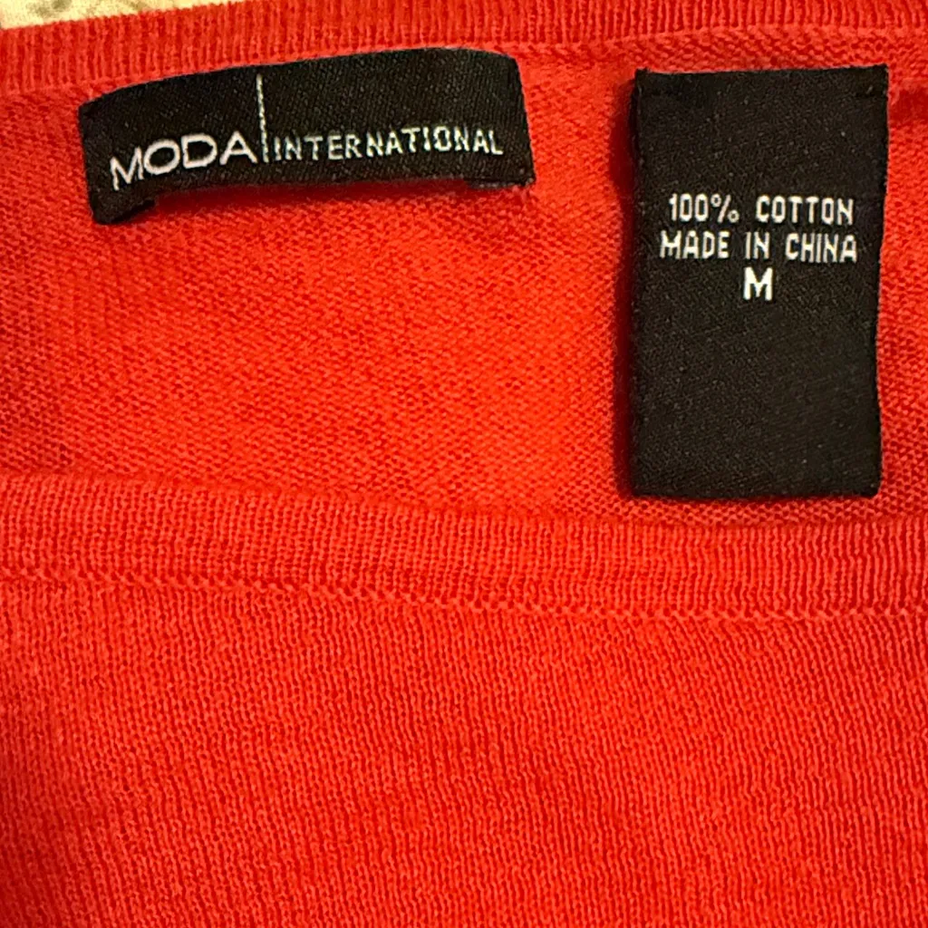 Moda International Ruched Long Red Women's Lightweight sweater size M Size M - Image 8