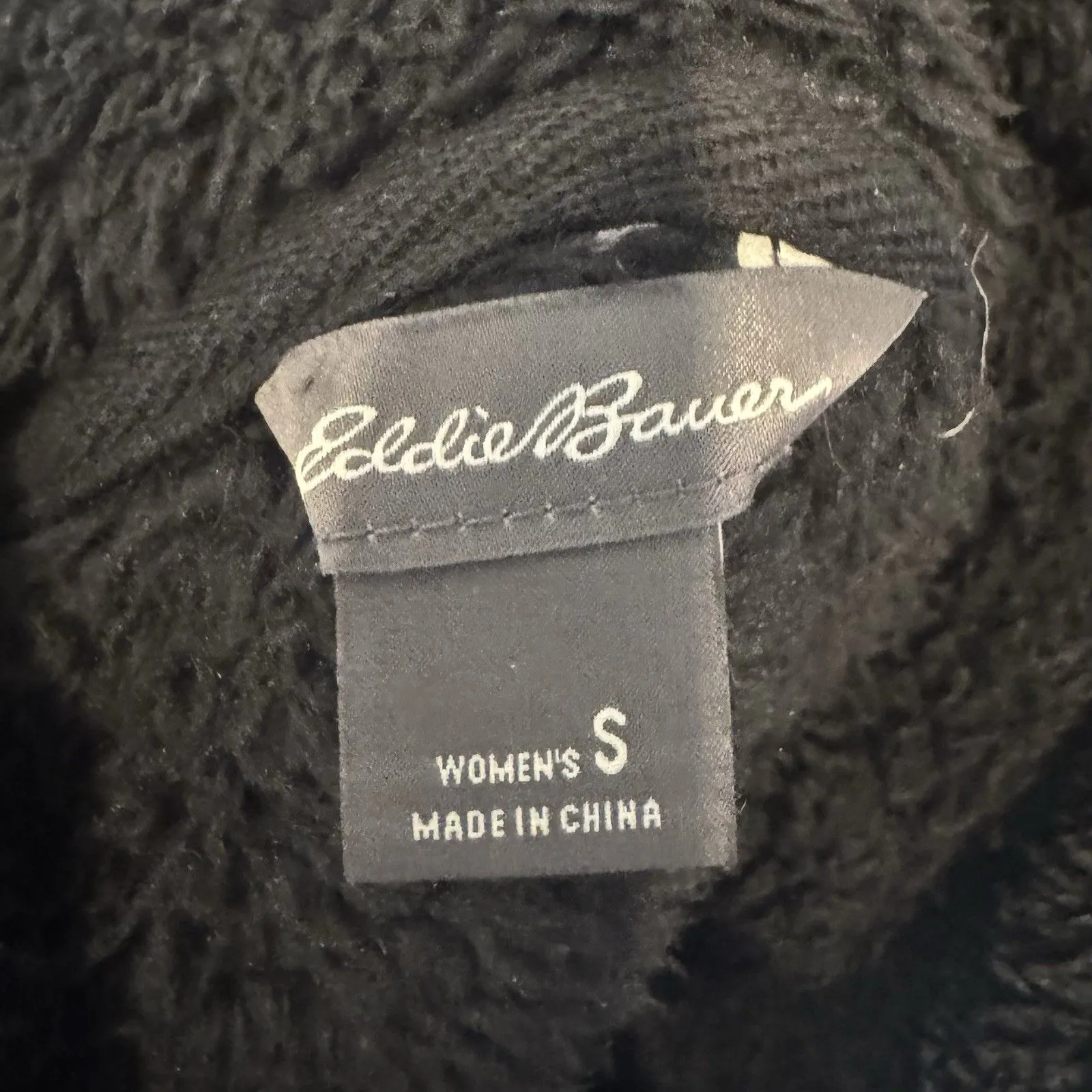 Eddie Bauer Outdoor Sherpa Teddy Fleece Full Zip Snap Jacket Size S Black Soft - Image 7