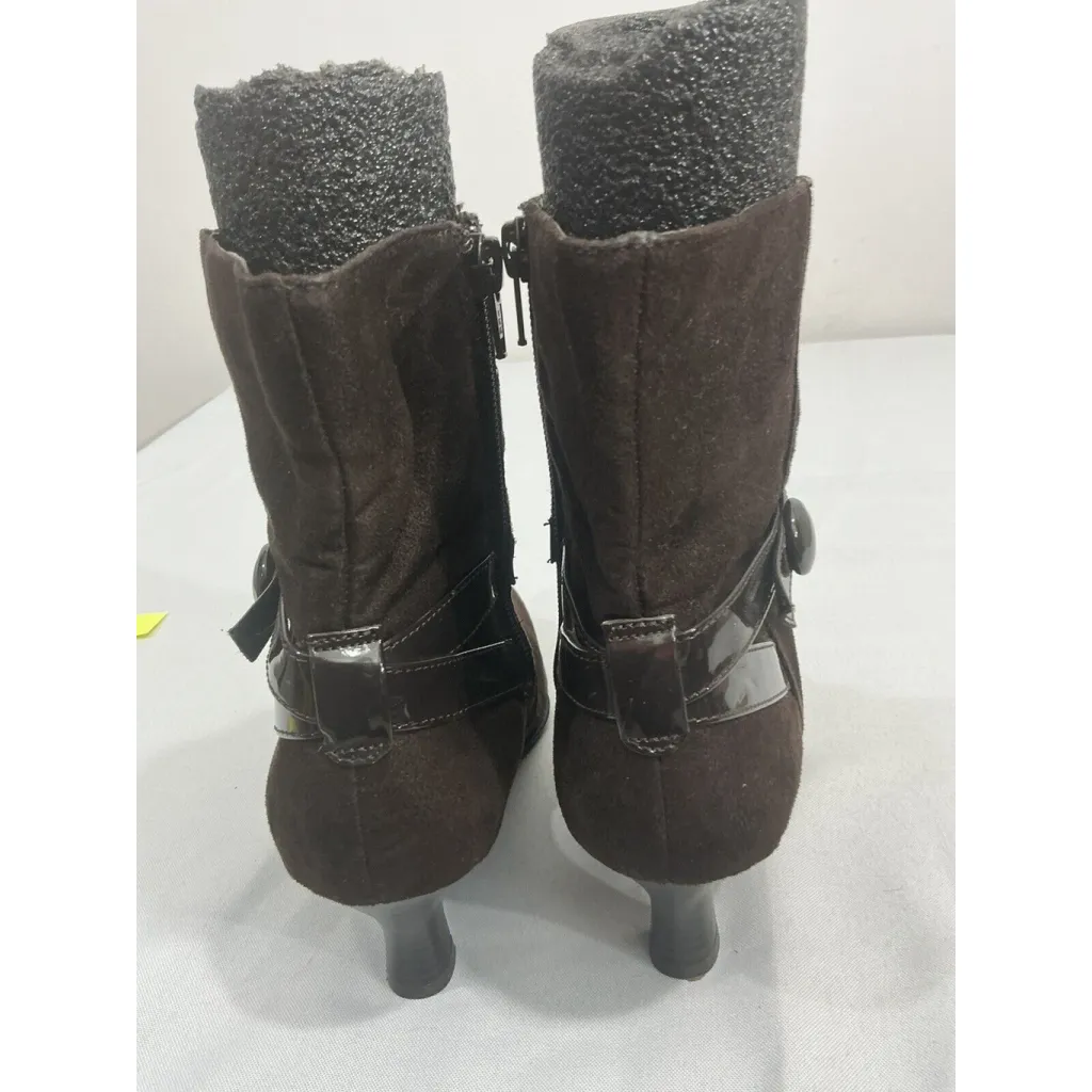 Womans Merona Size 6.5 Brown Strappy Zip Up Heel Ankle Boots NWOT - Image 5