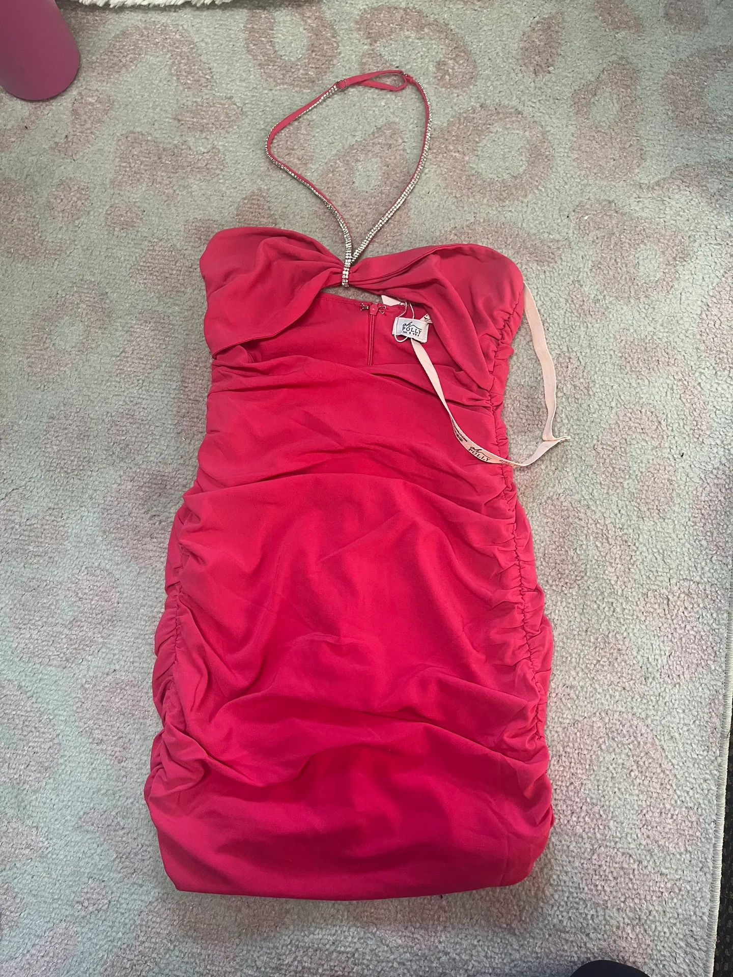 Oh Polly Hot Pink Mini Halter Dress - Image 5