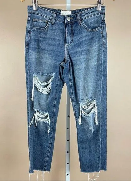 Gilded Intent Size 26 Distressed Mom Jean Boyfriend Raw Hem High Waist Beach - Image 1