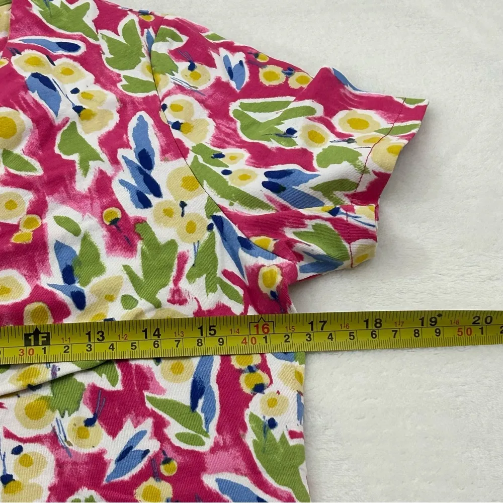 Caribbean Joe Floral Short Sleeve Diamond Weave Summer Blouse Top Shirt Women S - Image 5