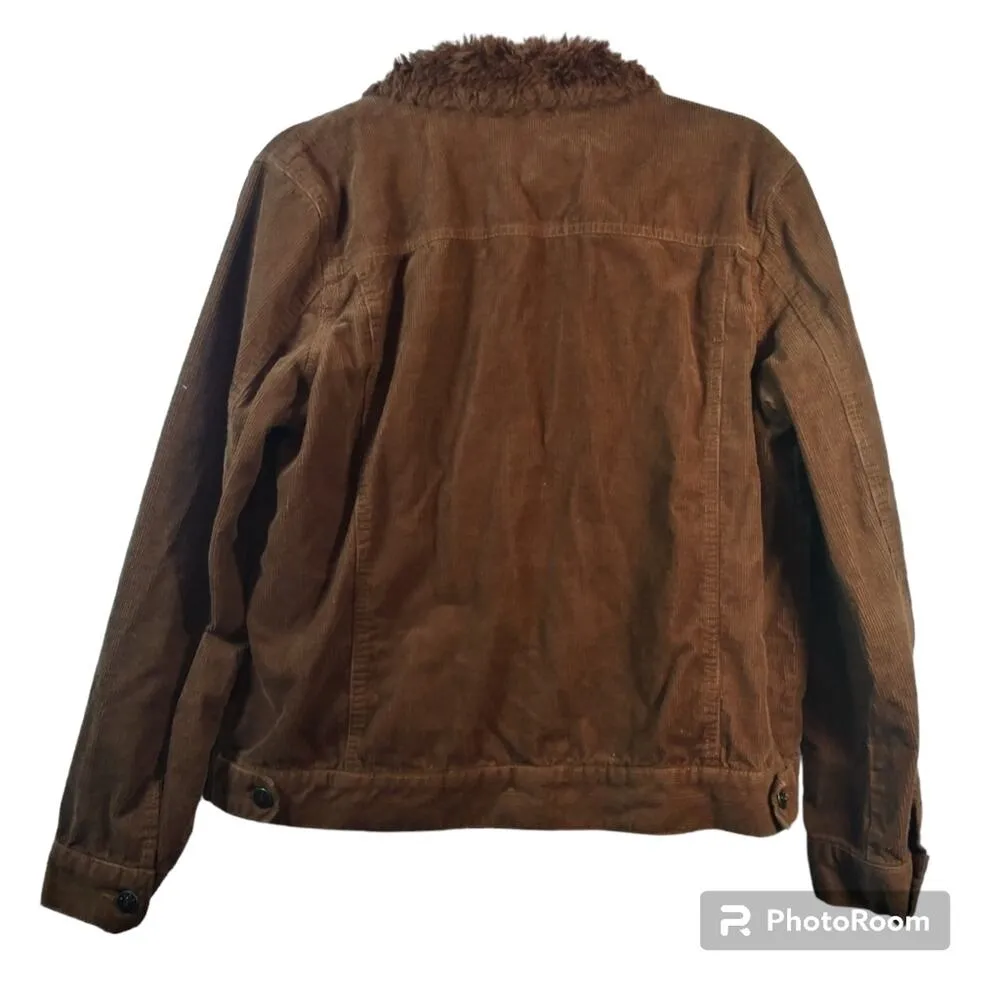 Jason Maxwell Ginger Sherpa Trim Corduroy Trucker Retro Jacket Size L - Image 3